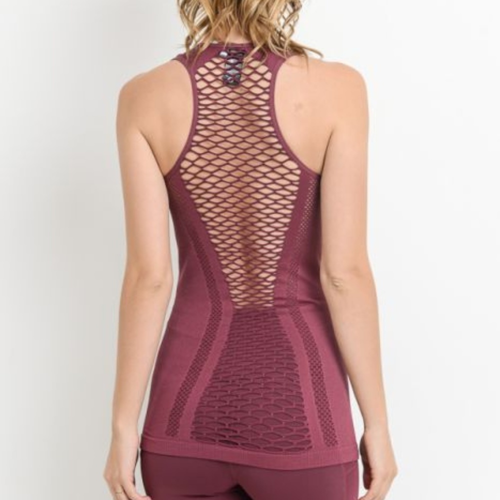 Plum Lattice Combo Detail Tank Top